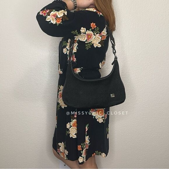 The Sak Woven Crochet Knit Black Shoulder Bag - Picture 2 of 13